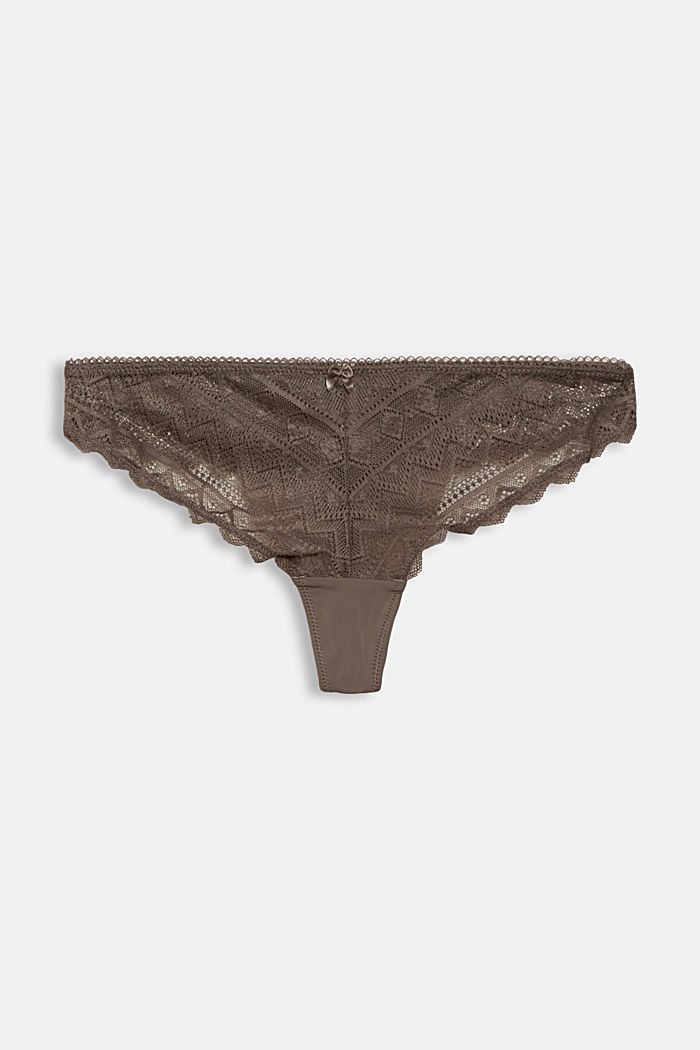 In materiale riciclato: tanga in pizzo, TAUPE, overview