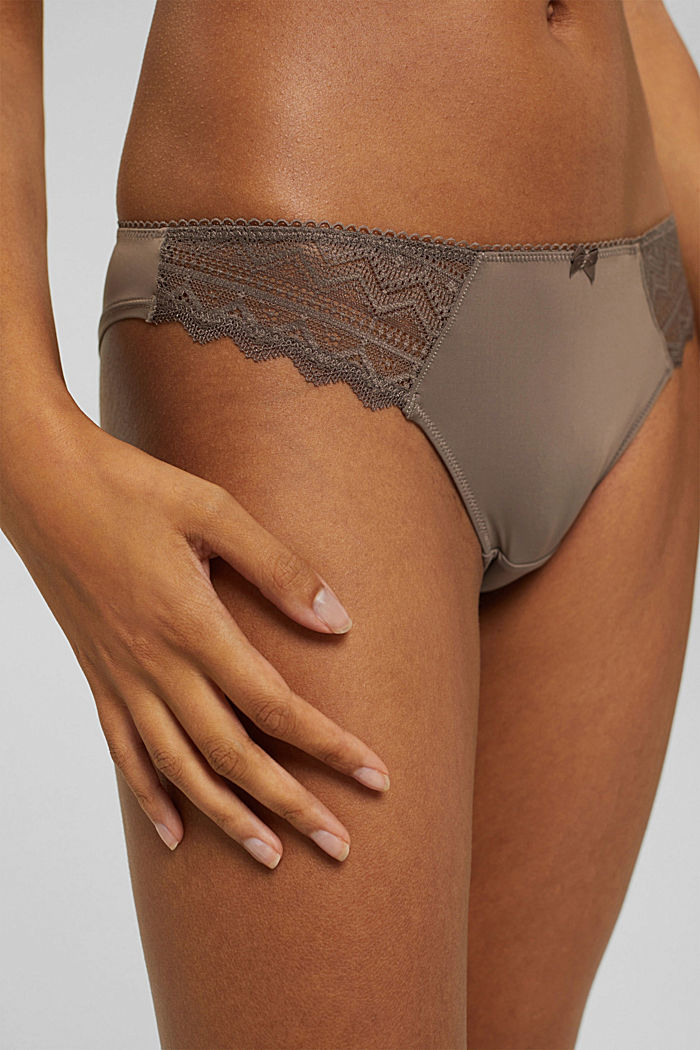 Recycled. Hipster briefs with geometric lace, TAUPE, detail image number 1