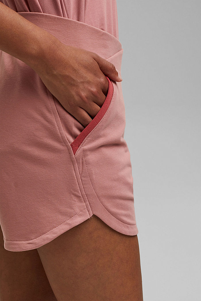 Shorts in felpa in cotone biologico, OLD PINK, detail image number 5