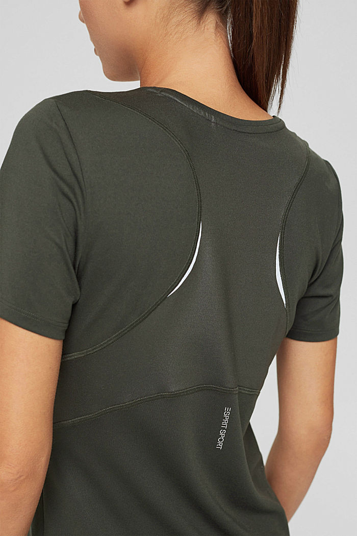 In materiale riciclato: t-shirt active con E-DRY, DARK KHAKI, detail image number 2