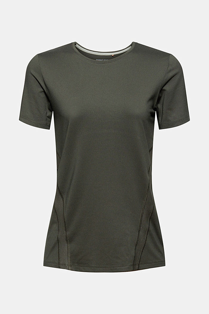In materiale riciclato: t-shirt active con E-DRY, DARK KHAKI, detail image number 5