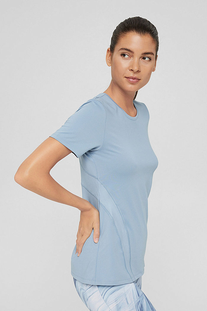 Recycled: Active T-shirt with E-DRY, PASTEL BLUE, overview