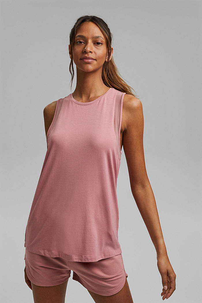 Made of organic cotton/TENCEL™: top with mesh details, OLD PINK, detail image number 0