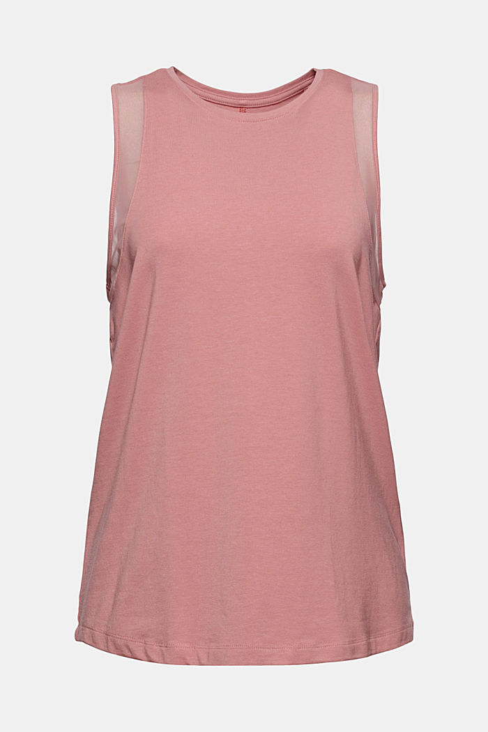 Made of organic cotton/TENCEL™: top with mesh details, OLD PINK, overview