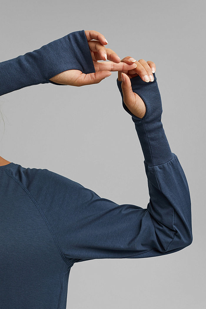 Organic cotton/TENCEL™: long sleeve top with cut-out, NAVY, detail image number 5