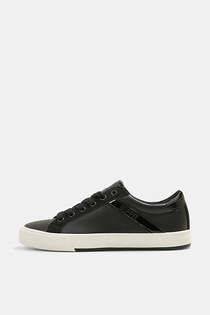Sneakers in materiale misto in similpelle, BLACK, detail image number 0