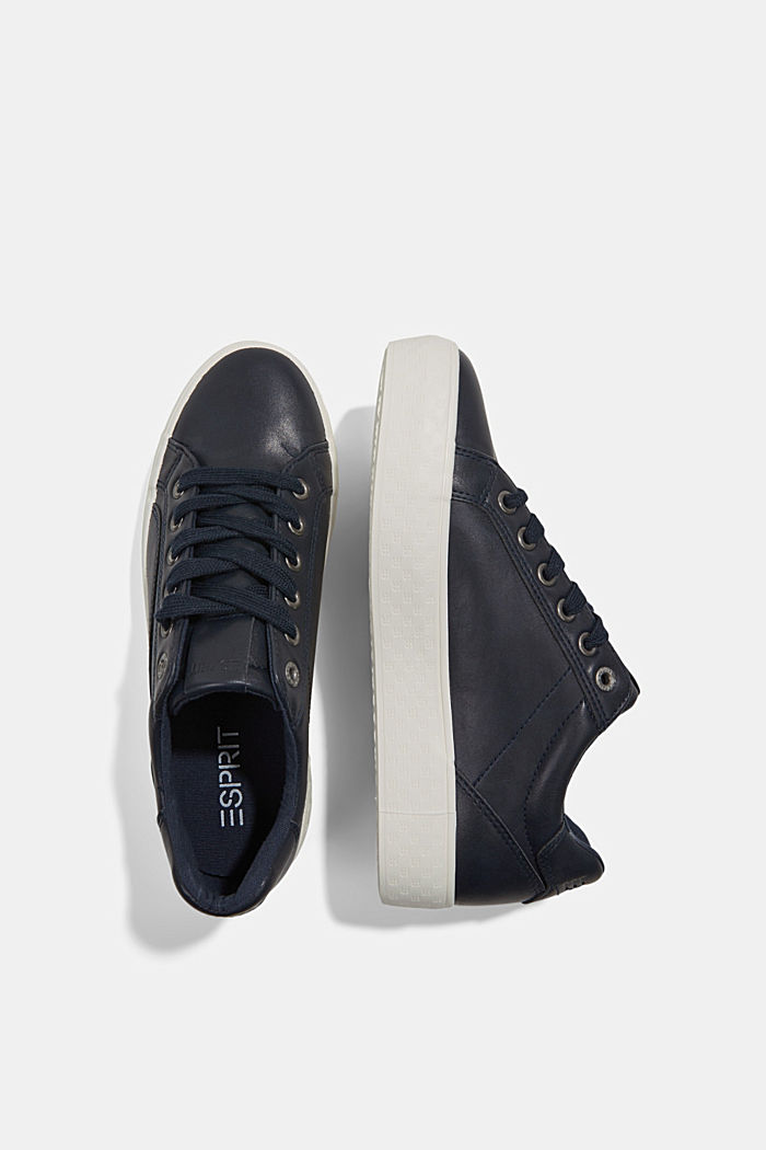 Platform trainers with faux leather monogram, NAVY, detail image number 1