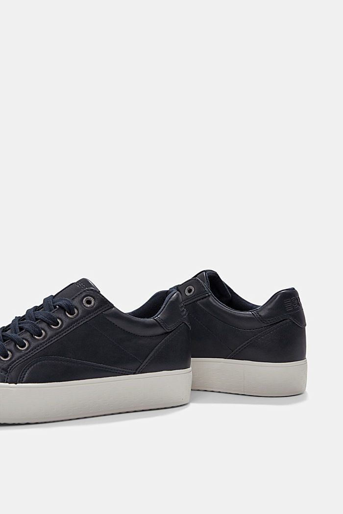 Platform trainers with faux leather monogram, NAVY, detail image number 5