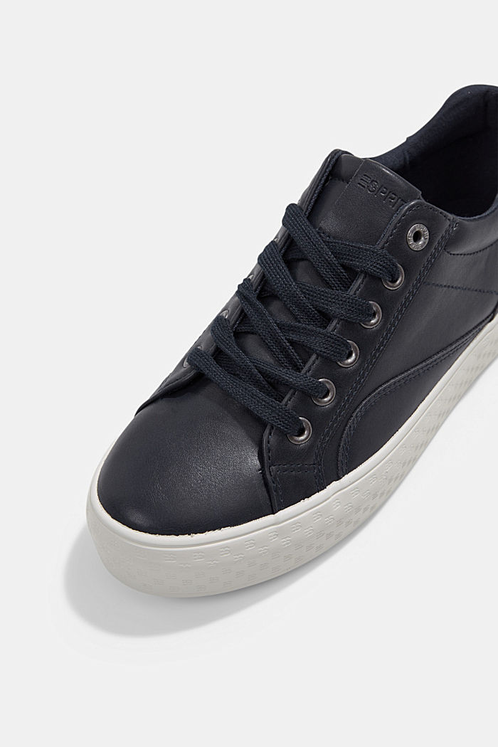 Platform trainers with faux leather monogram, NAVY, detail image number 4