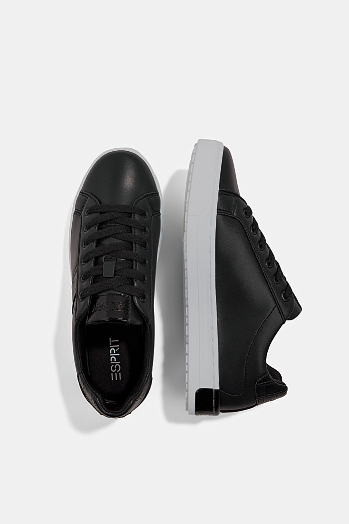 Sneakers en mélange de matières d'aspect cuir, BLACK, detail image number 1