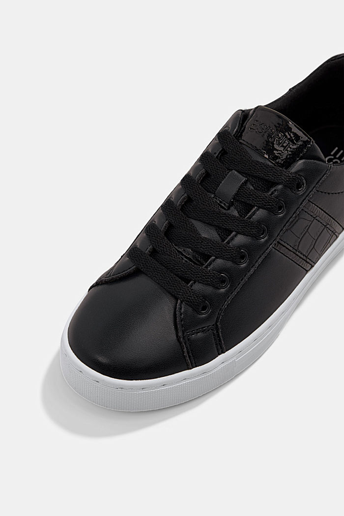Sneakers en mélange de matières d'aspect cuir, BLACK, detail image number 4