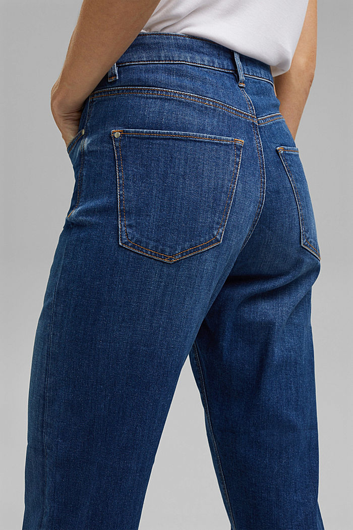 Cropped jeans van een katoenmix, BLUE MEDIUM WASHED, detail image number 5