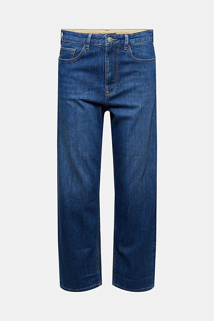 Cropped jeans van een katoenmix, BLUE MEDIUM WASHED, detail image number 6