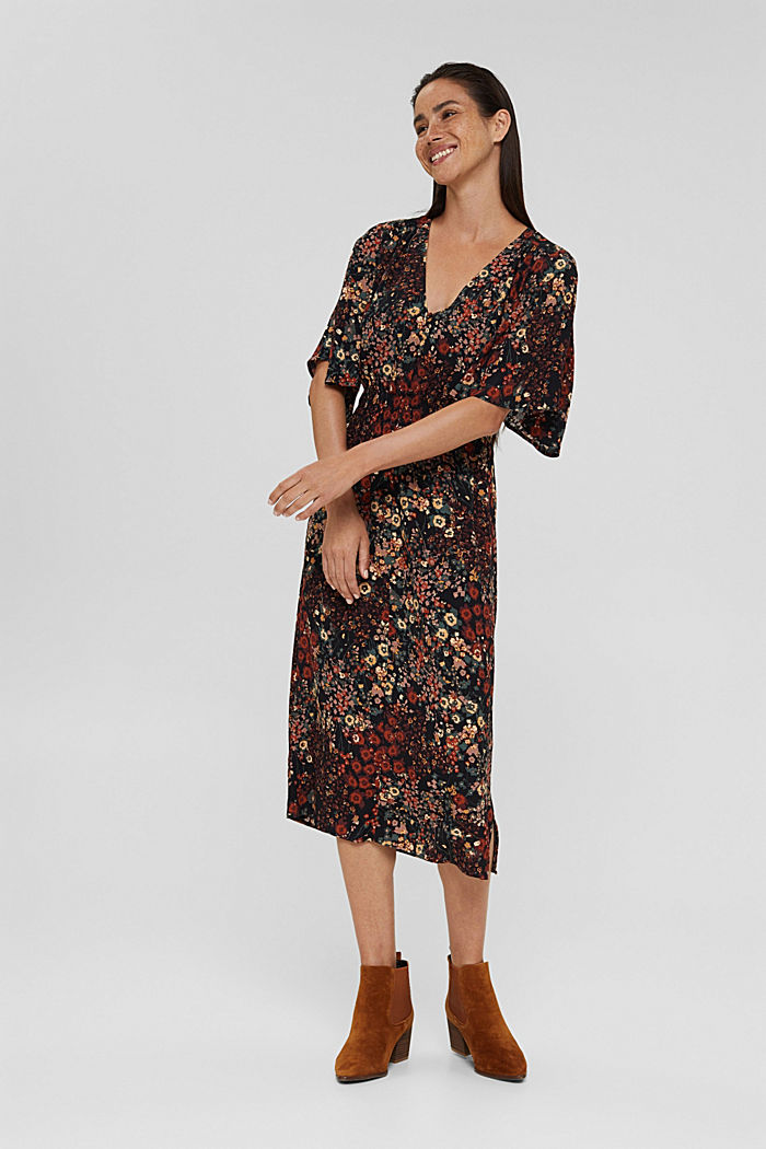 Floral midi dress with LENZING™ ECOVERO™