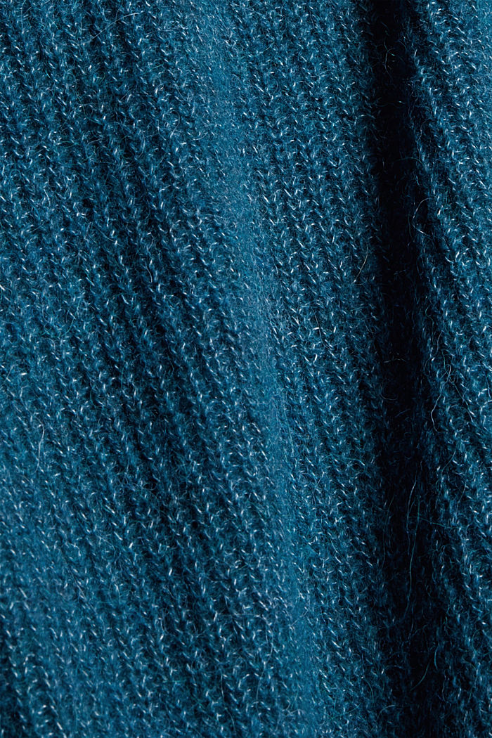 Con alpaca/lana: cardigan con scollo a V, PETROL BLUE, detail image number 4
