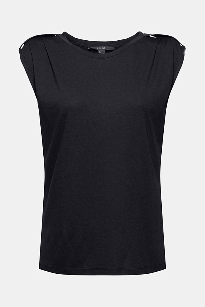 Shirt met geaccentueerde schouders, LENZING™ ECOVERO™, BLACK, detail image number 6