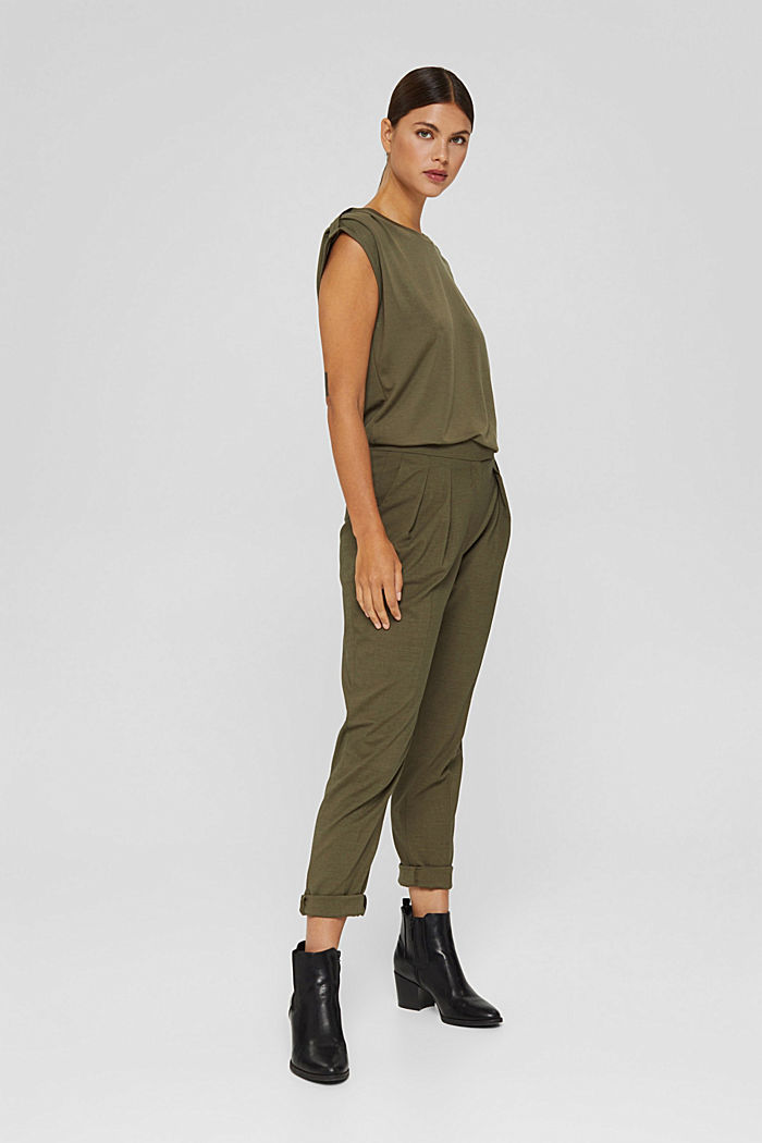 Top with accentuated shoulders, LENZING™ ECOVERO™, DARK KHAKI, detail image number 1