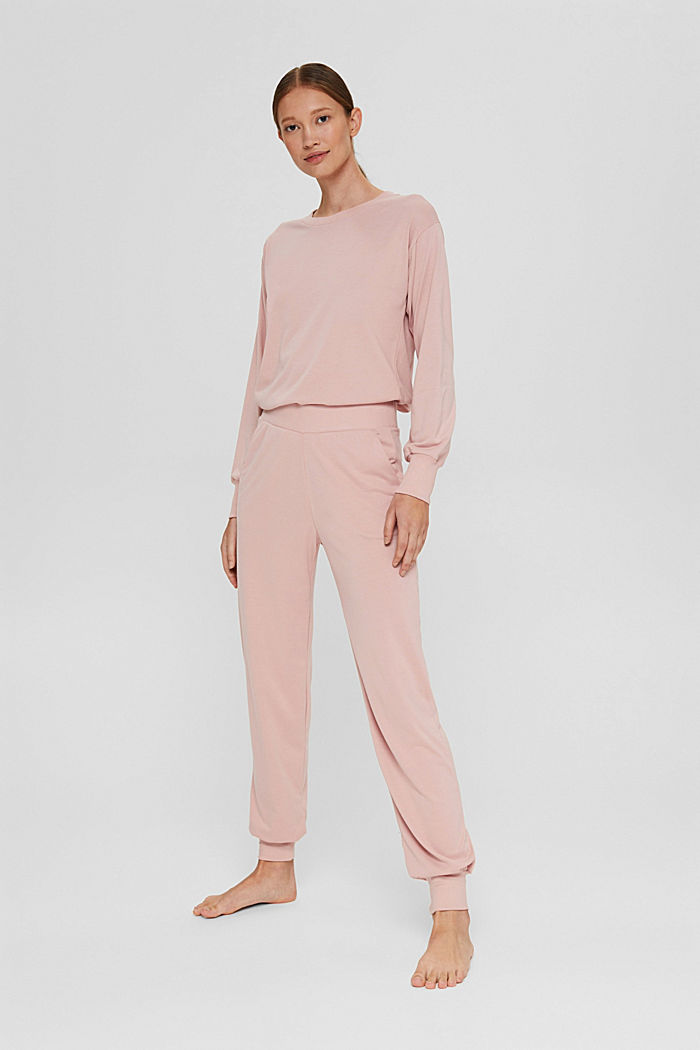 Jersey tracksuit bottoms containing TENCEL™, OLD PINK, detail image number 1