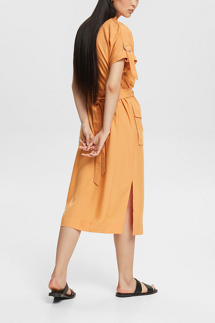 Blended linen: shirt dress with a belt, PEACH, detail-asia image number 1