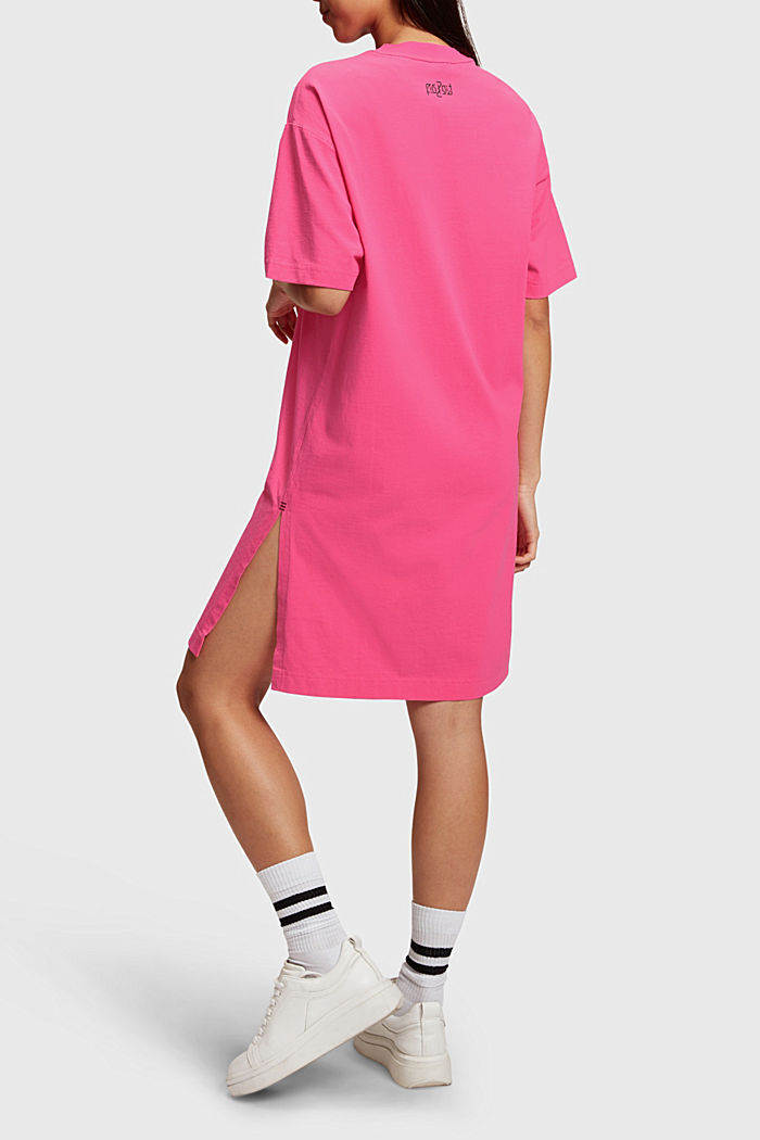側面開衩標誌 T 恤連身裙, 粉紅色, detail-asia image number 1