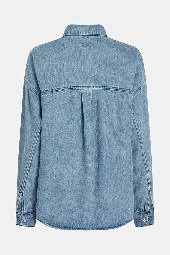 Denim shirt blouse, TENCEL™, BLUE LIGHT WASH, detail-asia image number 5