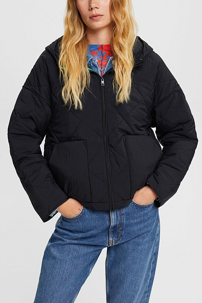 Quilted jacket with pockets, BLACK, detail-asia image number 0