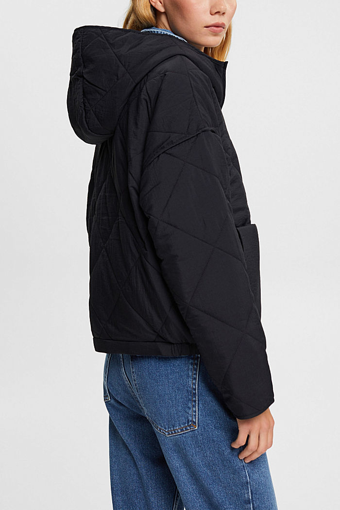 Wide fit quilted jacket, BLACK, detail-asia image number 3