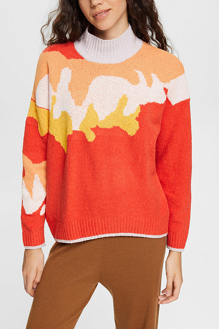 Multicoloured knitted jumper, ORANGE RED 4, detail-asia image number 0