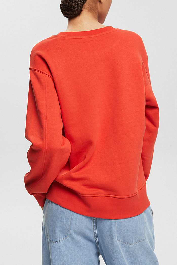 Sweatshirt with a colourful embroidered logo, ORANGE RED, detail-asia image number 1