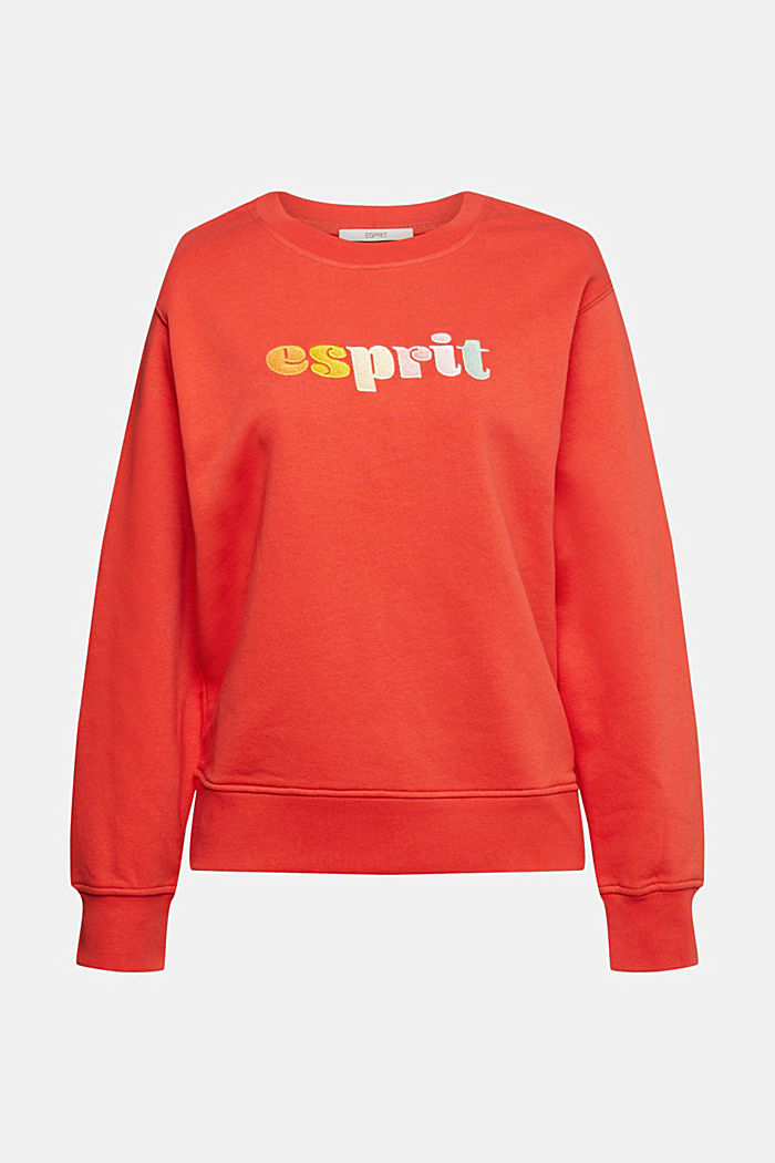 Sweatshirt with a colourful embroidered logo, ORANGE RED, detail-asia image number 6