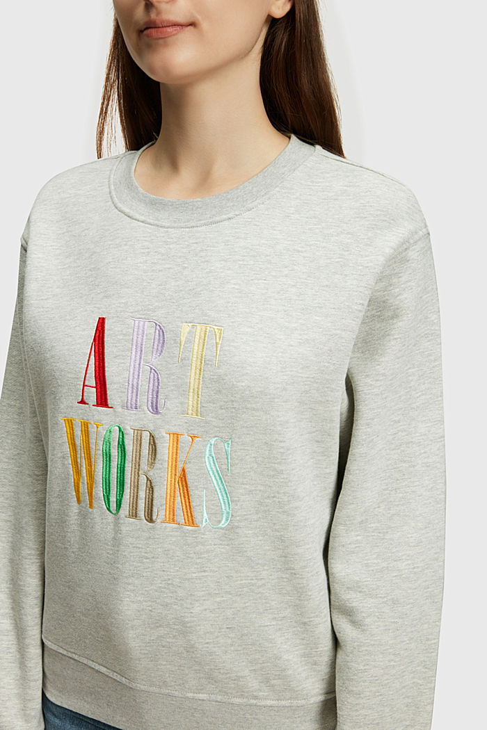 Sweatshirt with lettering embroidery, LIGHT GREY, detail-asia image number 2