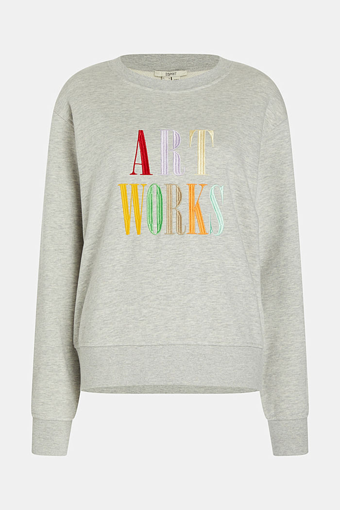 Sweatshirt with lettering embroidery, LIGHT GREY, detail-asia image number 4