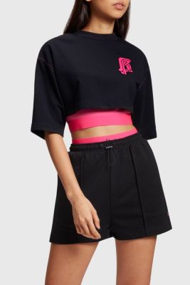 2-in-1 Neon Pop Print Logo Cropped Sweat Set