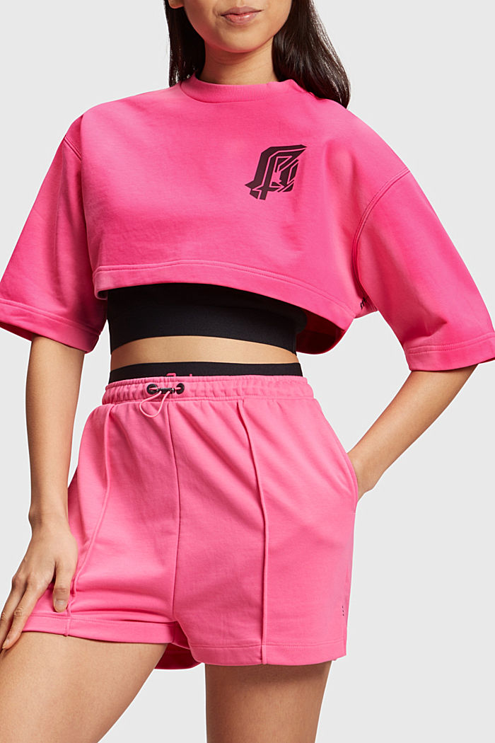 螢光印花標誌短身衛衣兩件套, 粉紅色, detail-asia image number 0