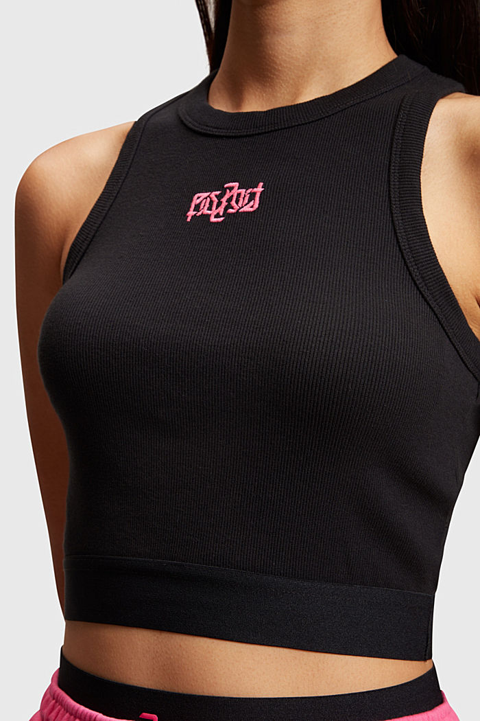 2-in-1 Neon Pop Print Logo Cropped Sweat Set, PINK, detail-asia image number 5