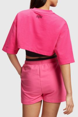 2-in-1 Neon Pop Print Logo Cropped Sweat Set, PINK, detail-asia image number 1