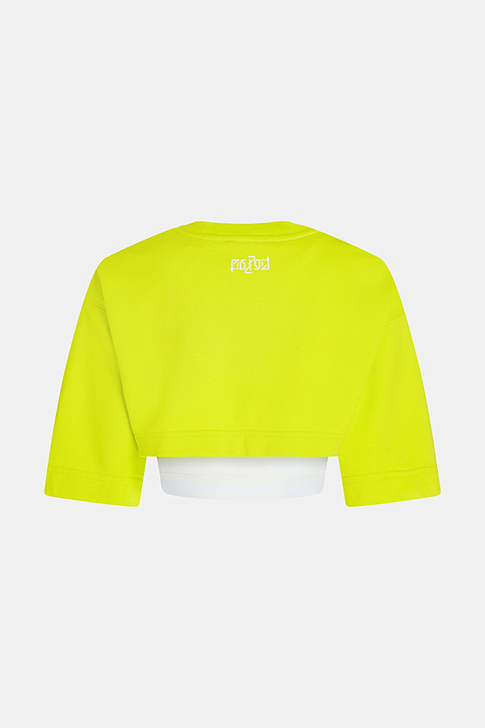 2-in-1 Neon Pop Print Logo Cropped Sweat Set, LIME YELLOW, detail-asia image number 7