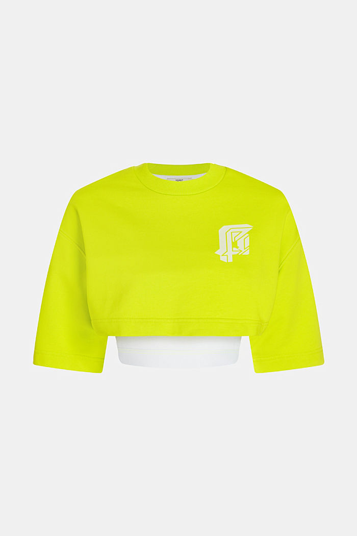 2-in-1 Neon Print Logo Cropped Sweat Set, LIME YELLOW, detail-asia image number 6