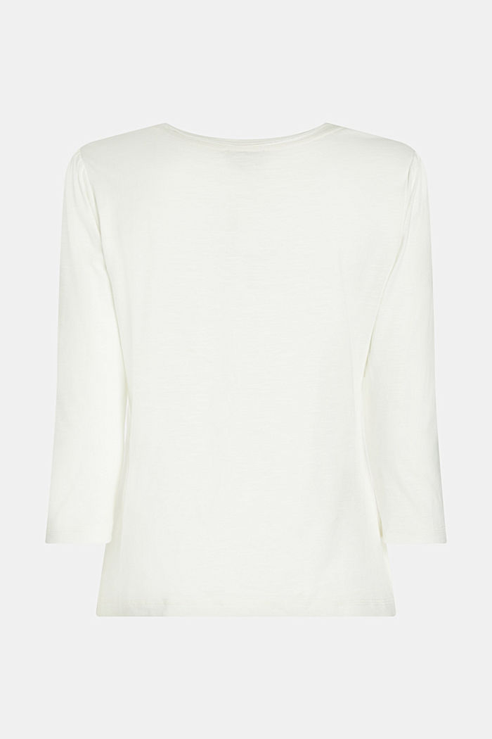 Long sleeve cotton top, OFF WHITE, detail image number 6
