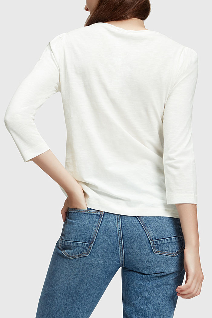 Long sleeve cotton top, OFF WHITE, detail-asia image number 1