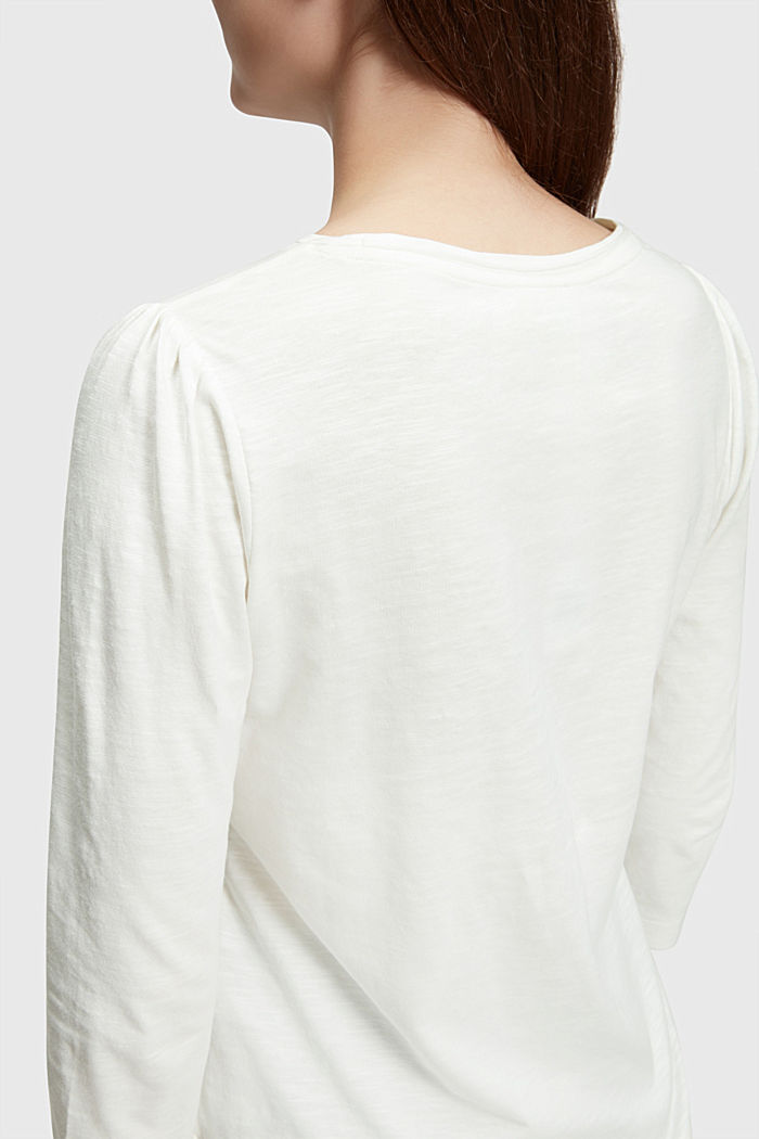 Long sleeve cotton top, OFF WHITE, detail-asia image number 3