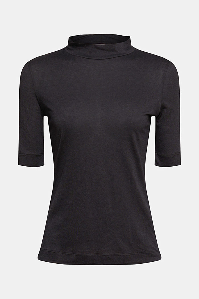 With TENCEL™: T-shirt with band collar