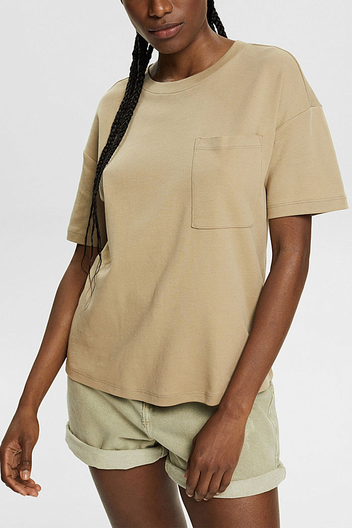 T-shirt with a breast pocket, PALE KHAKI, detail-asia image number 0