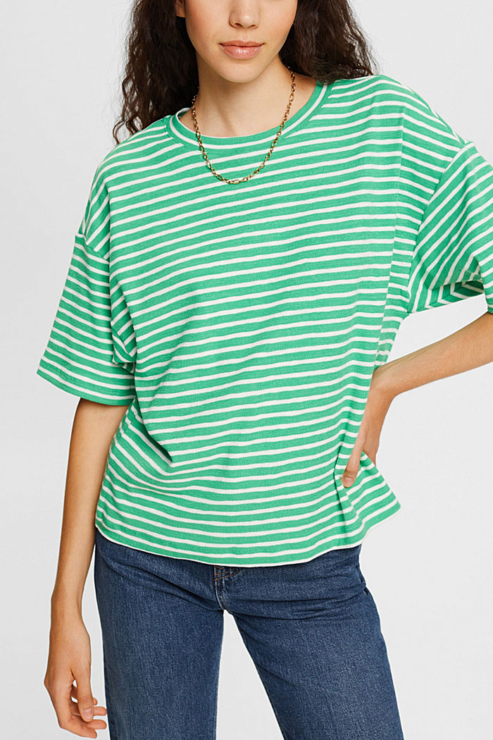 striped T-shirt, GREEN, detail-asia image number 0