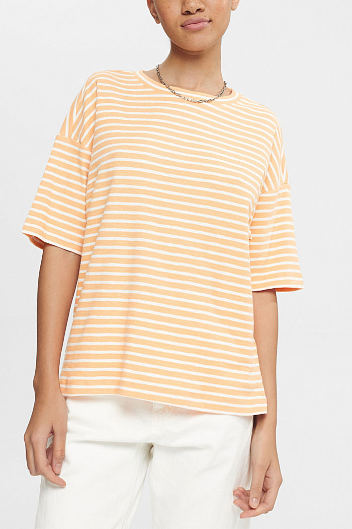 striped T-shirt, PEACH, detail-asia image number 0