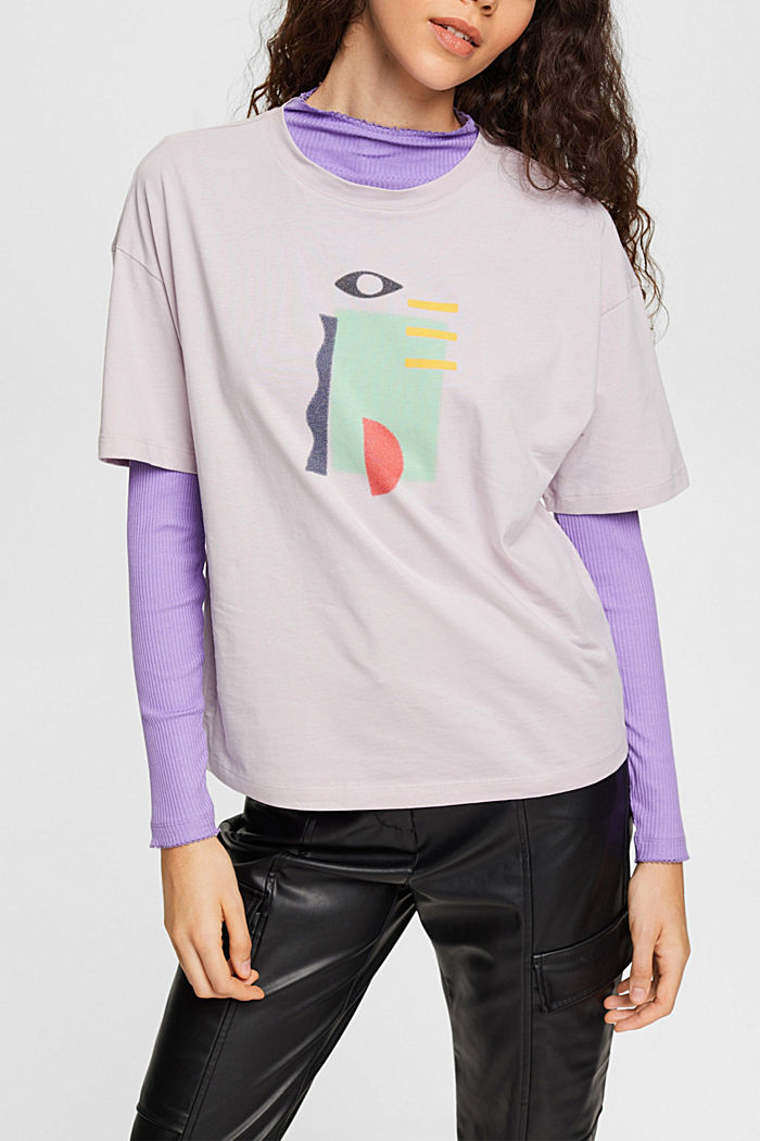 印花 T 恤, 淺紫色, detail-asia image number 0