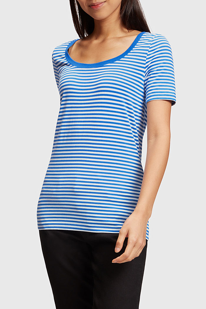 條紋針織 T 恤, 藍色, detail-asia image number 0