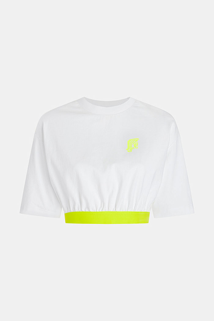 Cropped Neon Pop Rib Cuff Logo Tee, WHITE, detail-asia image number 4