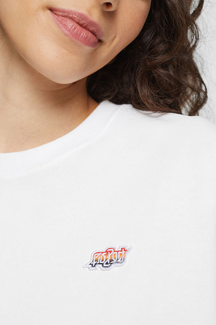 AMBIGRAM CHEST EMBROIDERY CROPPED TEE, WHITE, detail-asia image number 3