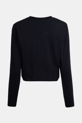 Rhinestone logo long-sleeved top, BLACK, detail-asia image number 5